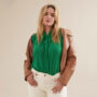 Woman wearing plus-size fall outfit