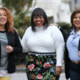 Sandra, Jami, and Darlene in stylish plus-size workwear.