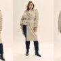 Woman wearing plus-size trench coat