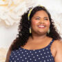 Plus size model in polka dots